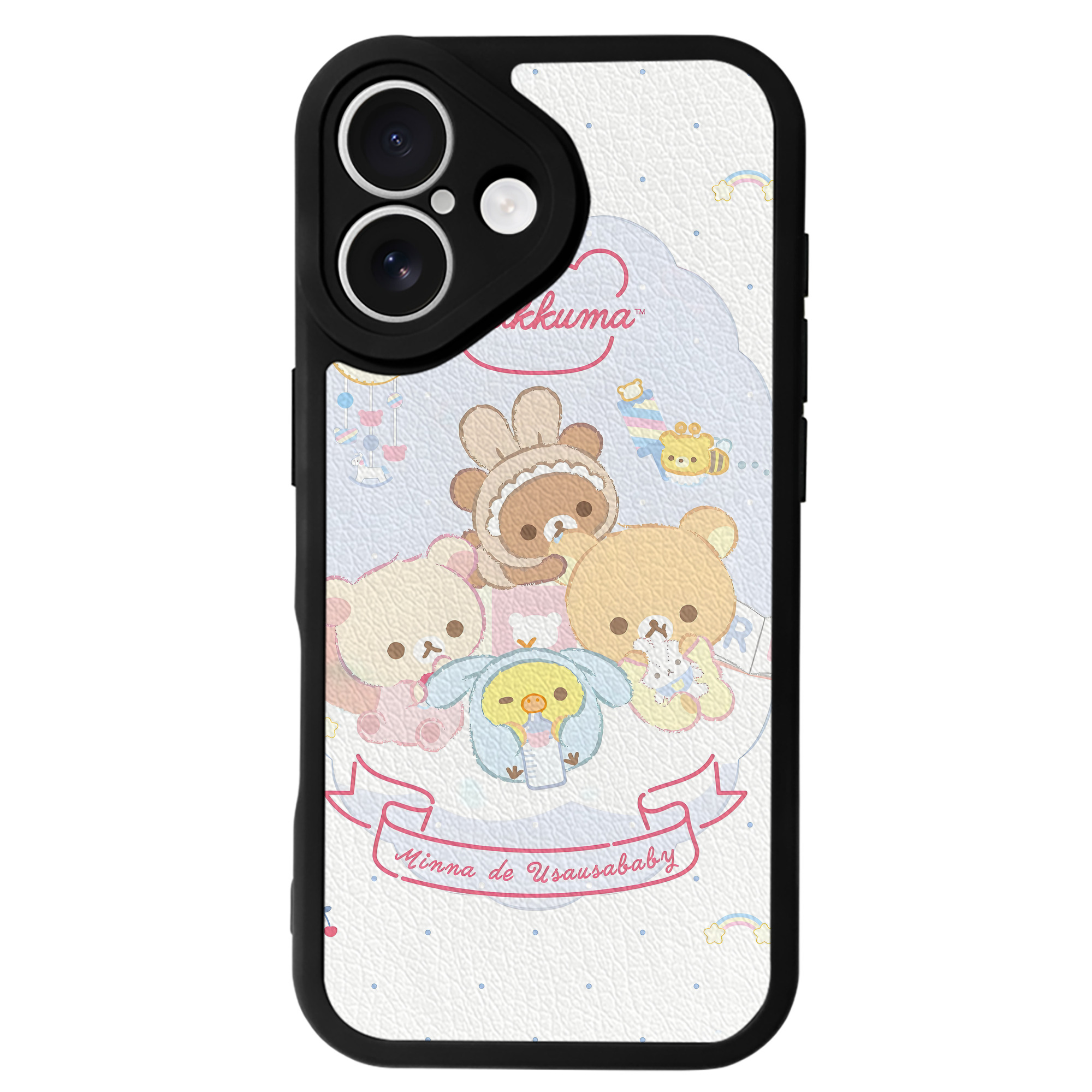 （画像用） リラックマ リラックマ キイロイトリ Rilakkuma Korilakkuma Kiiroitori 【iPhone 16シリーズ対応】シリコンスマホケース（レザー調） 材質：シリコン
